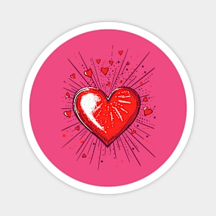 Valentines Day Exploding Red Heart Happy Valentines Day Magnet